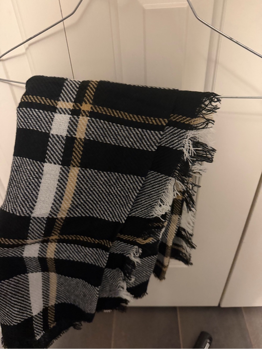 Black Plaid Fringe Throw Blanket - Home Accents